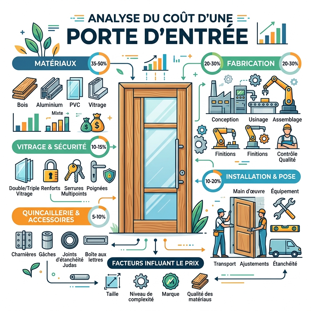Prix détaillé d'une porte d'entrée en 2026 : budget complet et exemples